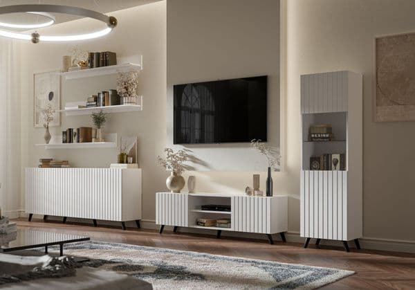 Tulip Matte White Large TV Cabinet