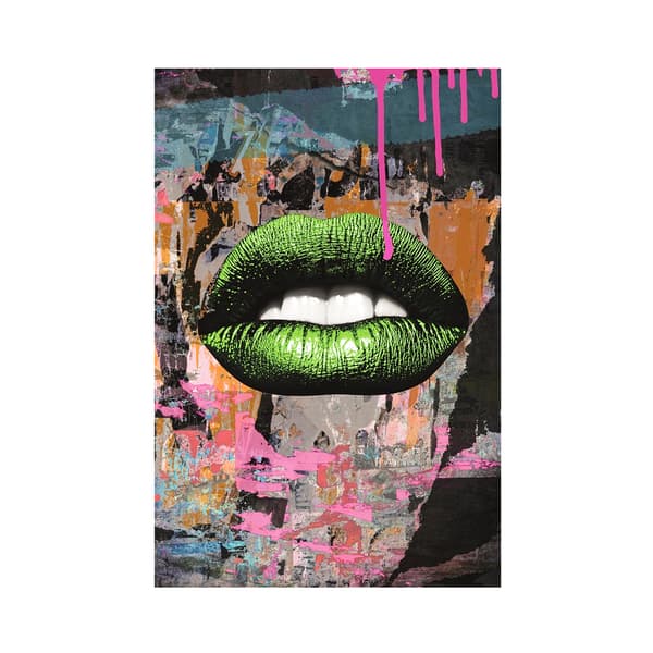 Lip Green, Metal Artwork, Green, 120cm x 180cm - Andrew Martin