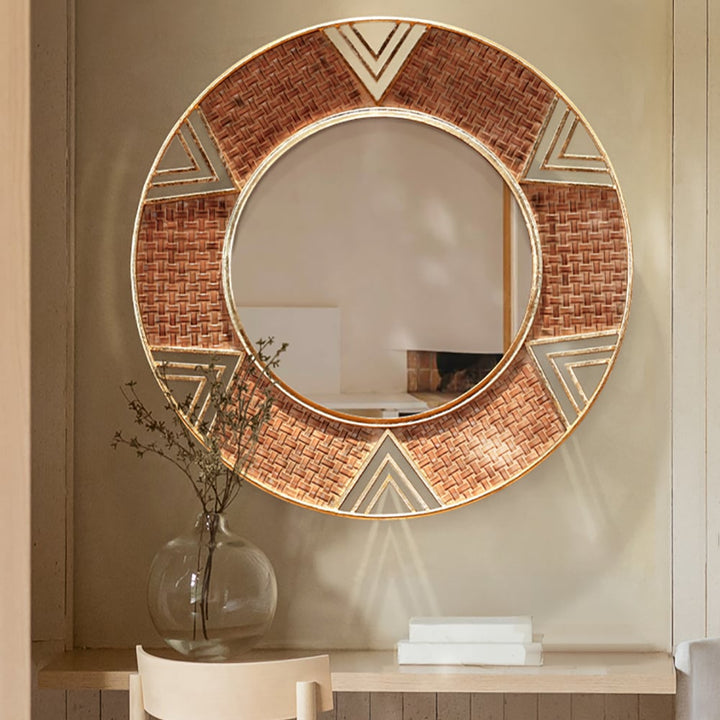 Modern Large Wall Mirror in Brown