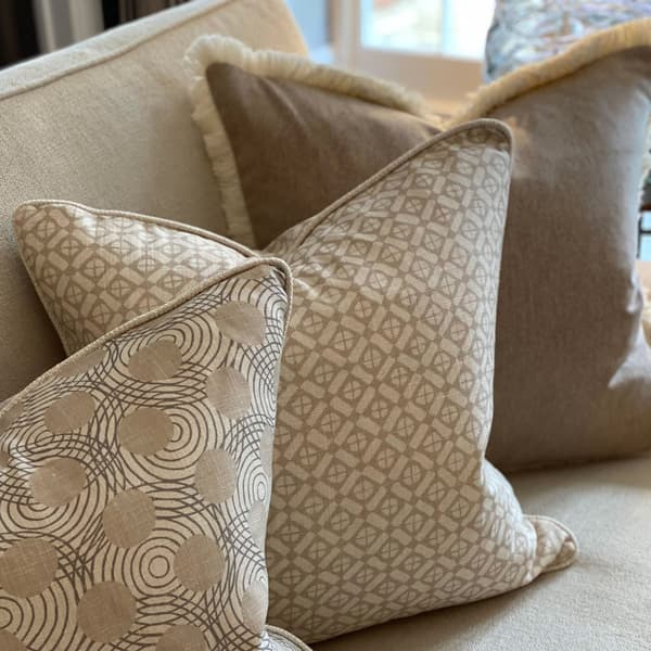 York Camel/Vesper, Sustainable Feather, Cushion - Andrew Martin