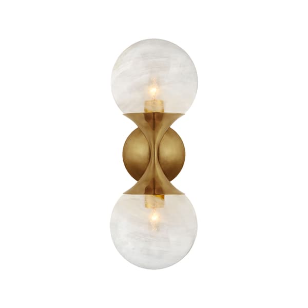 Cristol Double Wall Light Brass, Wall Light, Hand-Rubbed Antique Brass - Andrew Martin