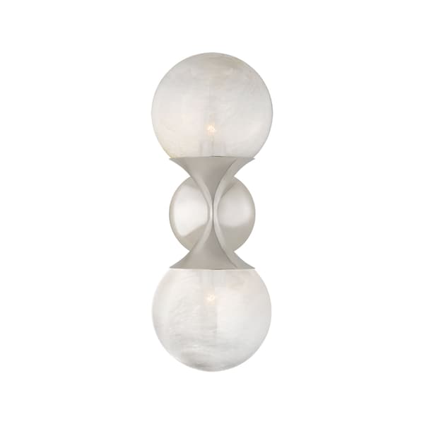 Cristol Double Wall Light Nickel, Wall Light, Polished Nickel - Andrew Martin