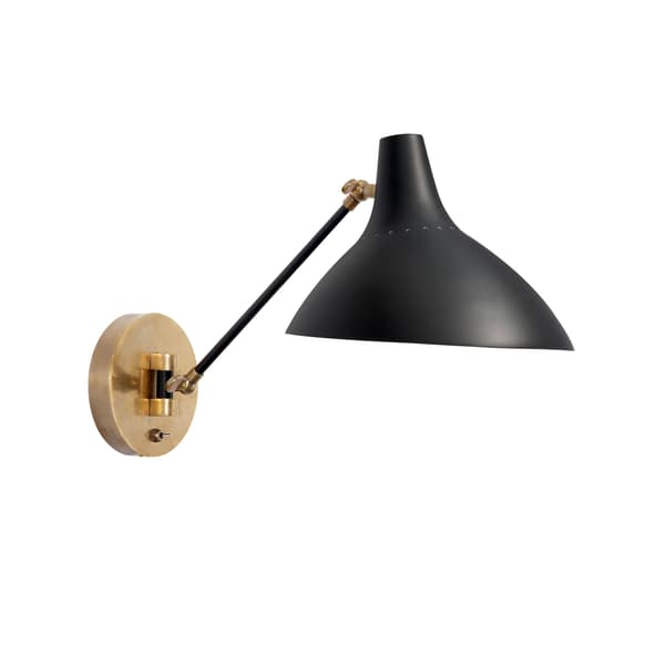 Charlton Wall Light Black, Wall Light, Antique Brass/Black - Andrew Martin