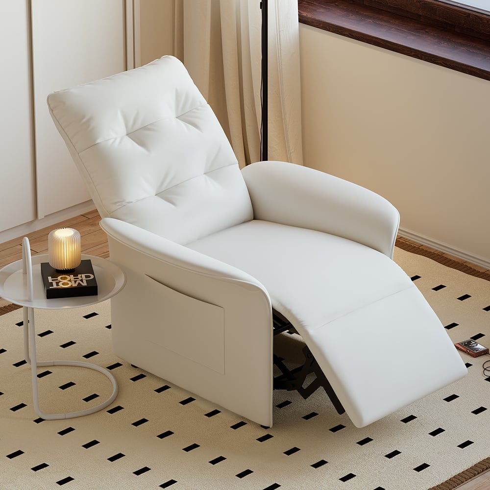 Leather Recliner Accent Chair with Side Pocket
