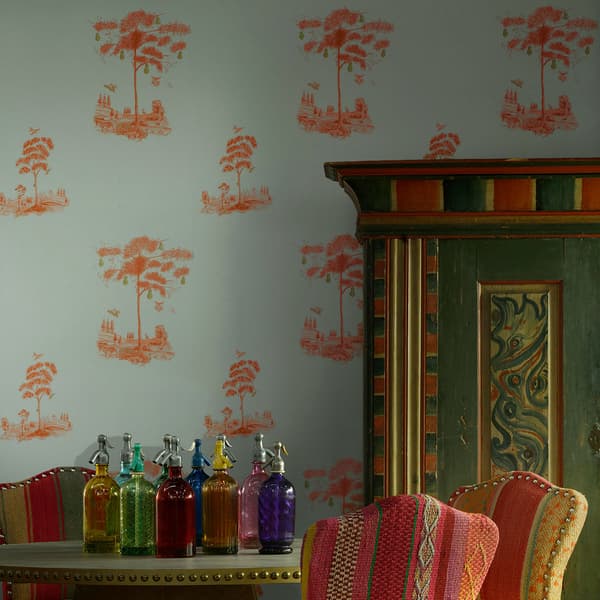 Pear Tree Sunset Orange, Wallpaper - Andrew Martin
