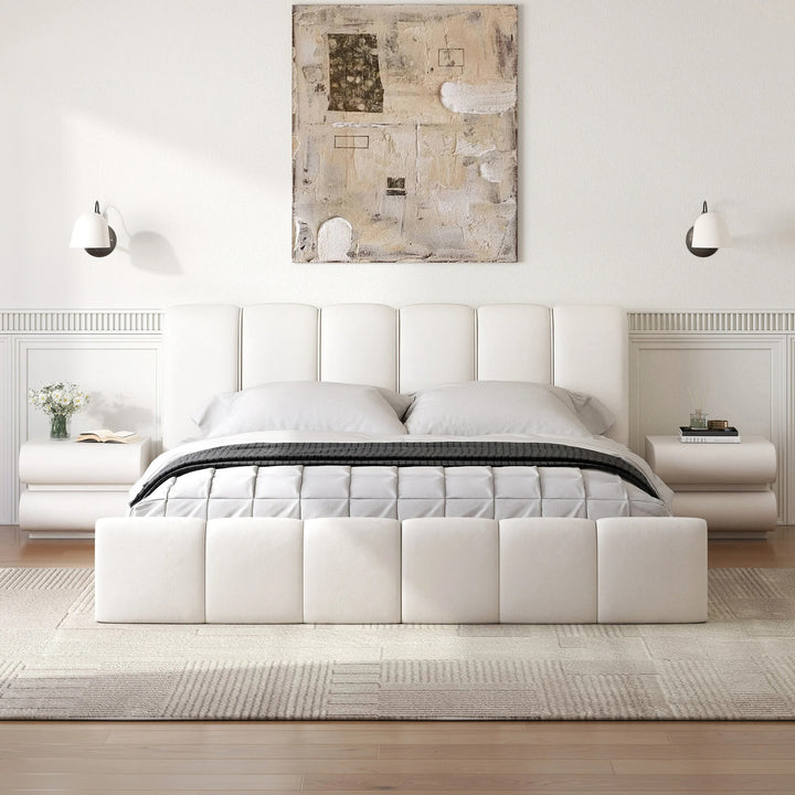 Humpy Modern Leather Wingback Bed Frame