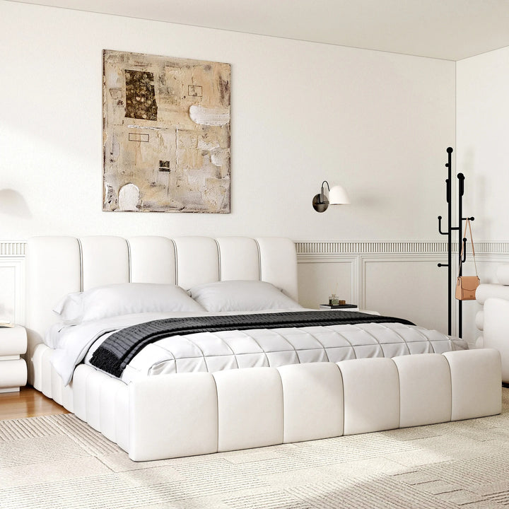 Humpy Modern Leather Wingback Bed Frame