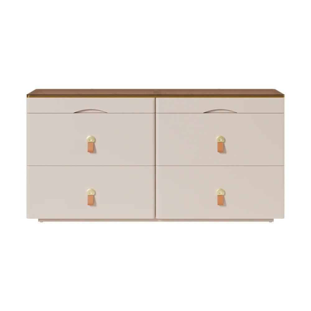 White Chanor Champagne Glass Top 6-Drawer Dresser
