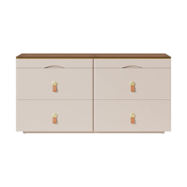White Chanor Champagne Glass Top 6-Drawer Dresser