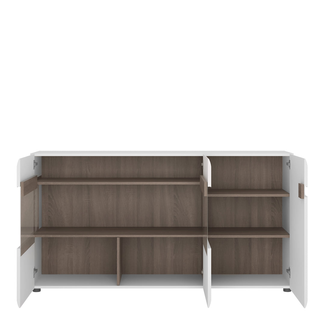 Chelsea Living 3 Door Glazed Sideboard in White with a Truffle Oak Trim