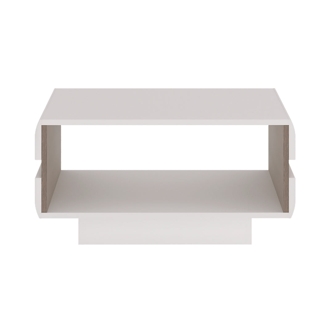 Chelsea Living Small Designer Coffee Table in White with a Truffle Oak Trim