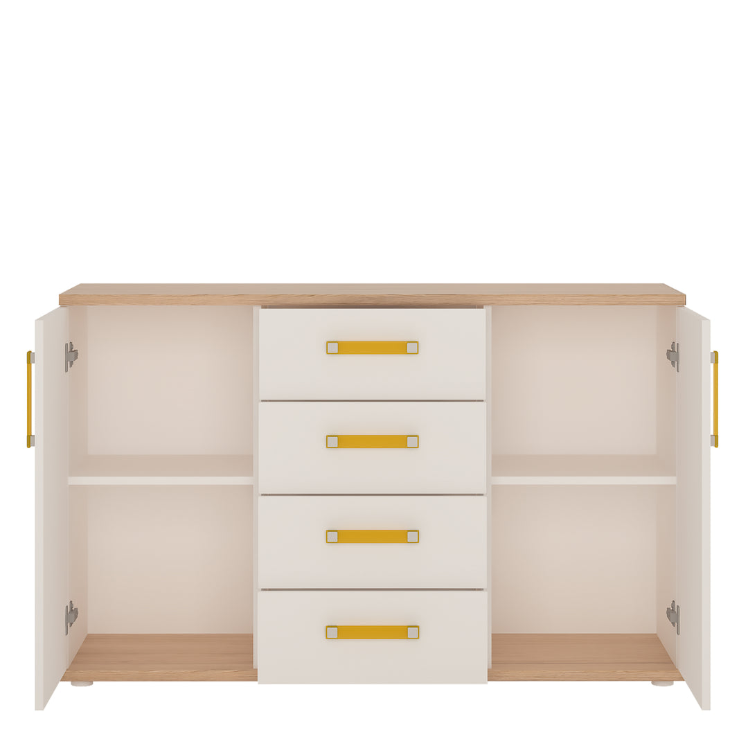 4KIDS 2 Door 4 Drawer Sideboard with Orange Handles