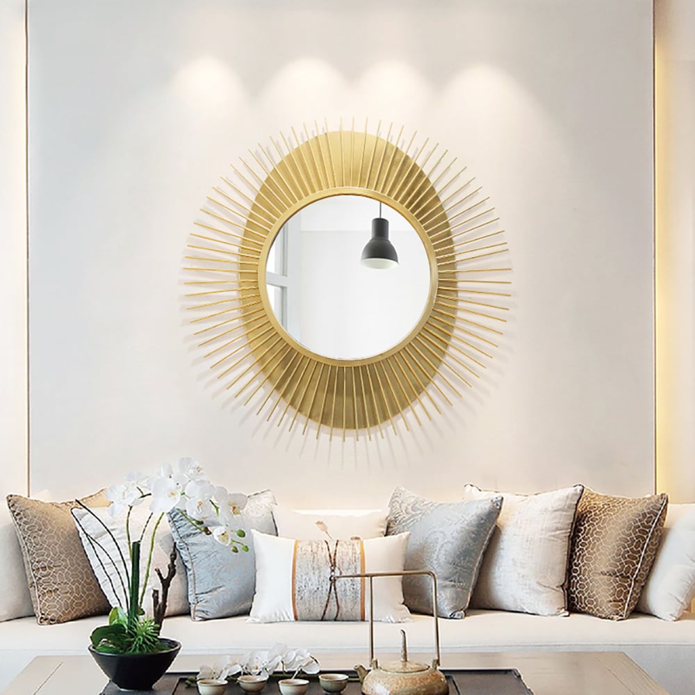 Sunburst Gold Metal Wall Mirror