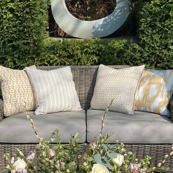 Audley Ochre Outdoor, Hollowfibre, Cushion, 55cm x 55cm - Andrew Martin