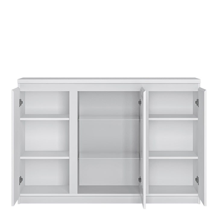 Fribo 3 Door Sideboard (Glazed Centre) in White