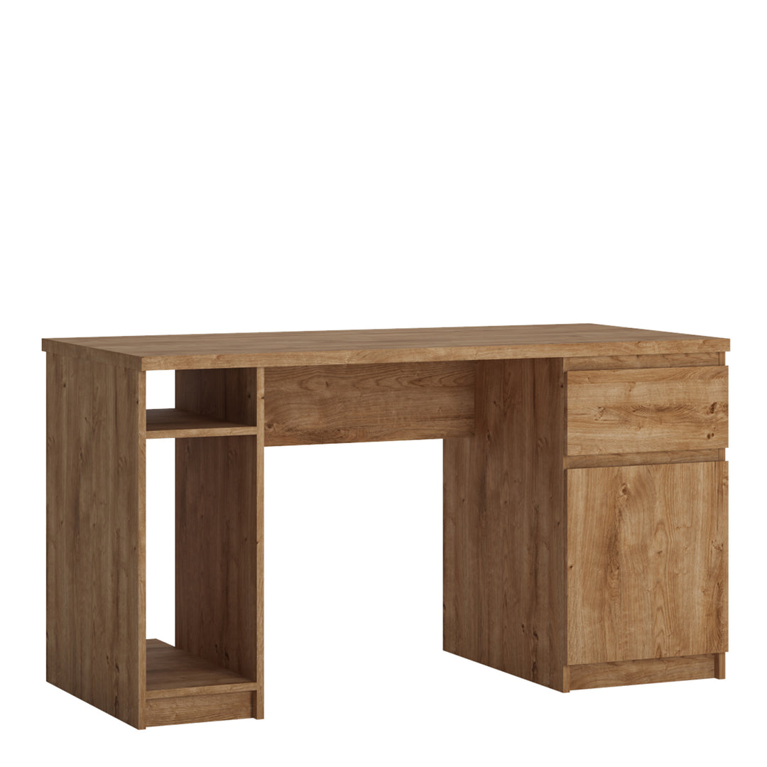 Fribo 1 Door 1 Drawer Twin Pedestal Desk in Oak