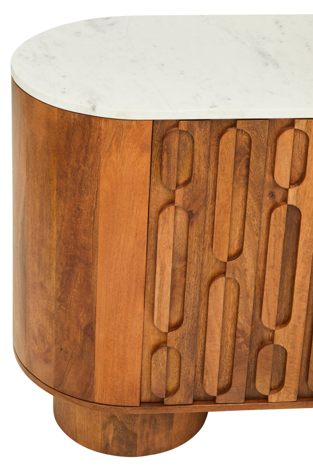 Crane Mango Wood Carved Design Marble Top Three Door