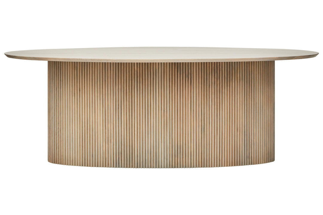 Thrush Mango Wood Grey Finish Ridge Detail Oval Dining Table