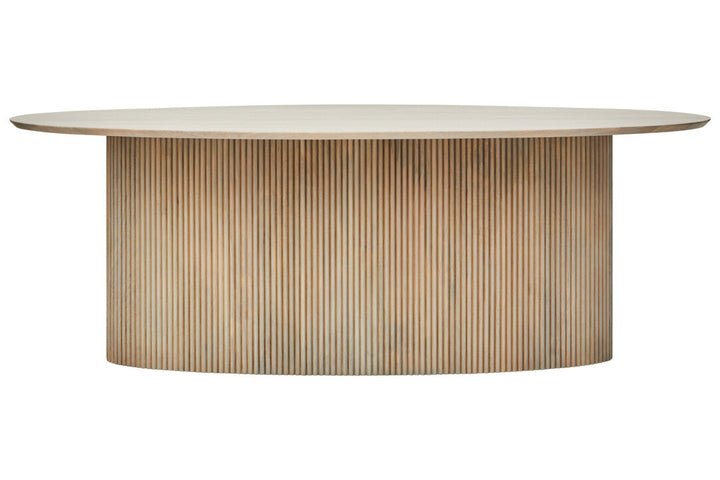Thrush Mango Wood Grey Finish Ridge Detail Oval Dining Table