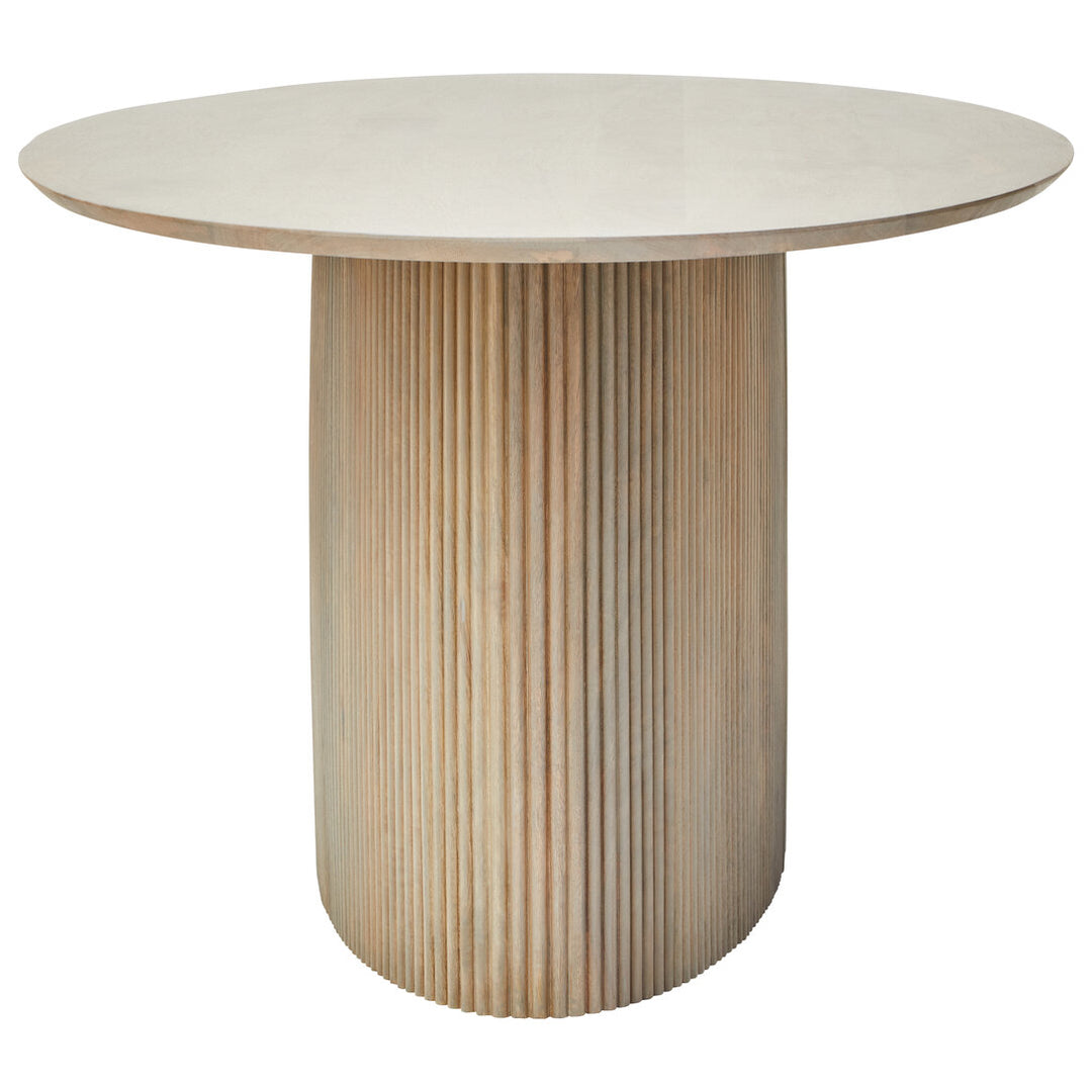 Thrush Mango Wood Grey Finish Ridge Detail Oval Dining Table
