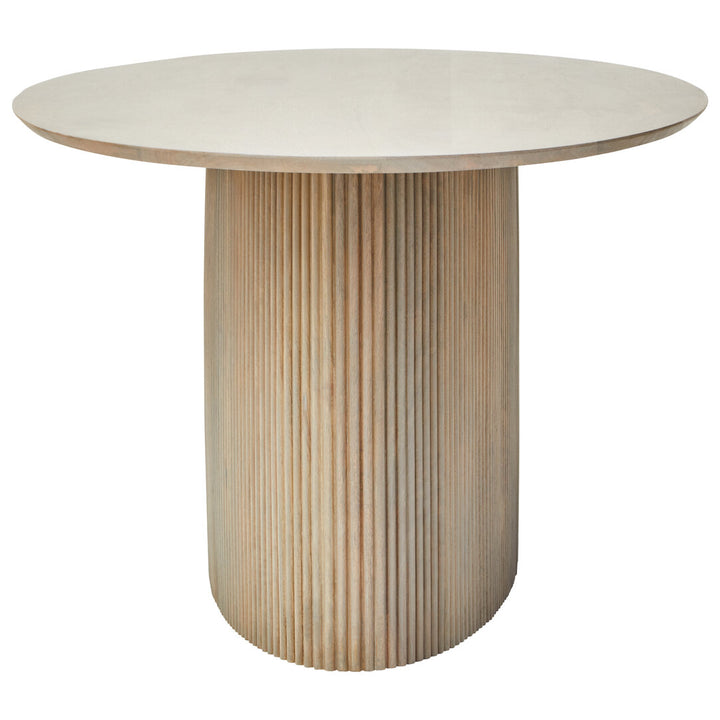Thrush Mango Wood Grey Finish Ridge Detail Oval Dining Table