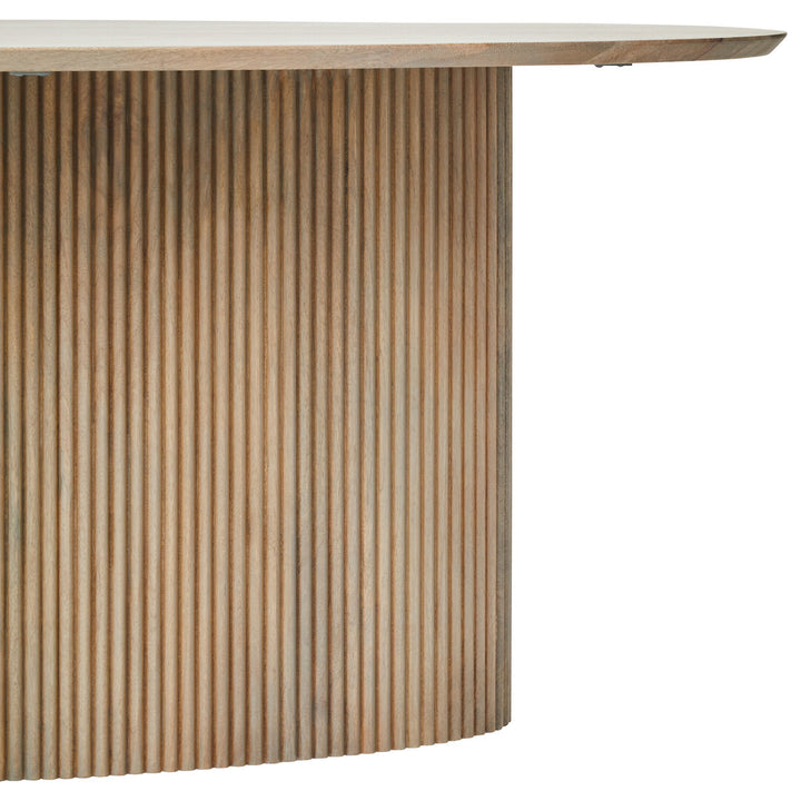 Thrush Mango Wood Grey Finish Ridge Detail Oval Dining Table