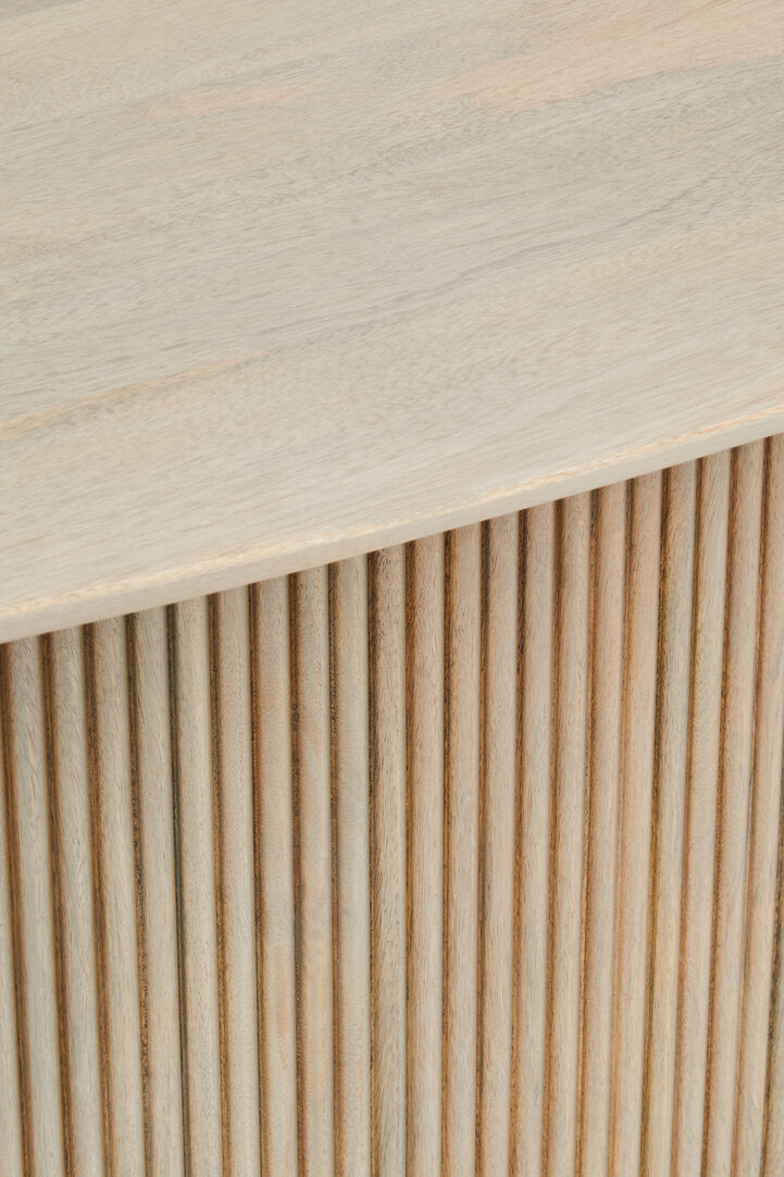 Thrush Mango Wood Grey Finish Ridge Detail Oval Dining Table