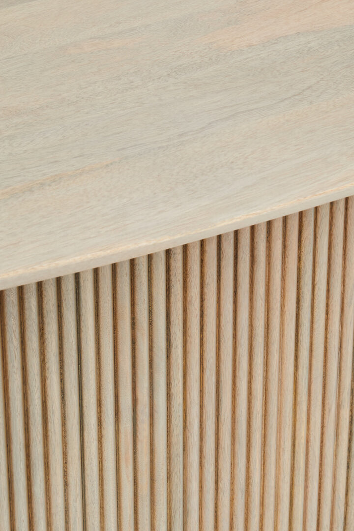 Thrush Mango Wood Grey Finish Ridge Detail Oval Dining Table