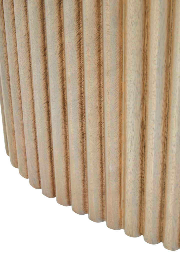 Thrush Mango Wood Grey Finish Ridge Detail Oval Dining Table