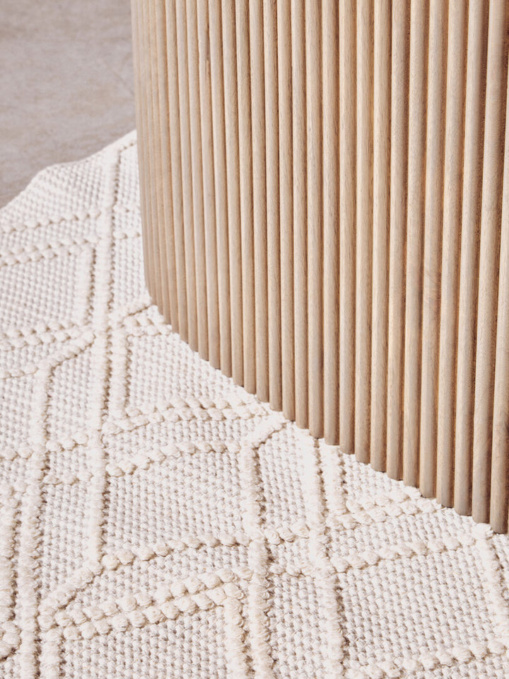 Thrush Mango Wood Grey Finish Ridge Detail Oval Dining Table