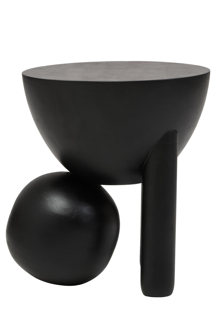 Cuckoo Black Finish Mango Wood Ball Detail Side Table