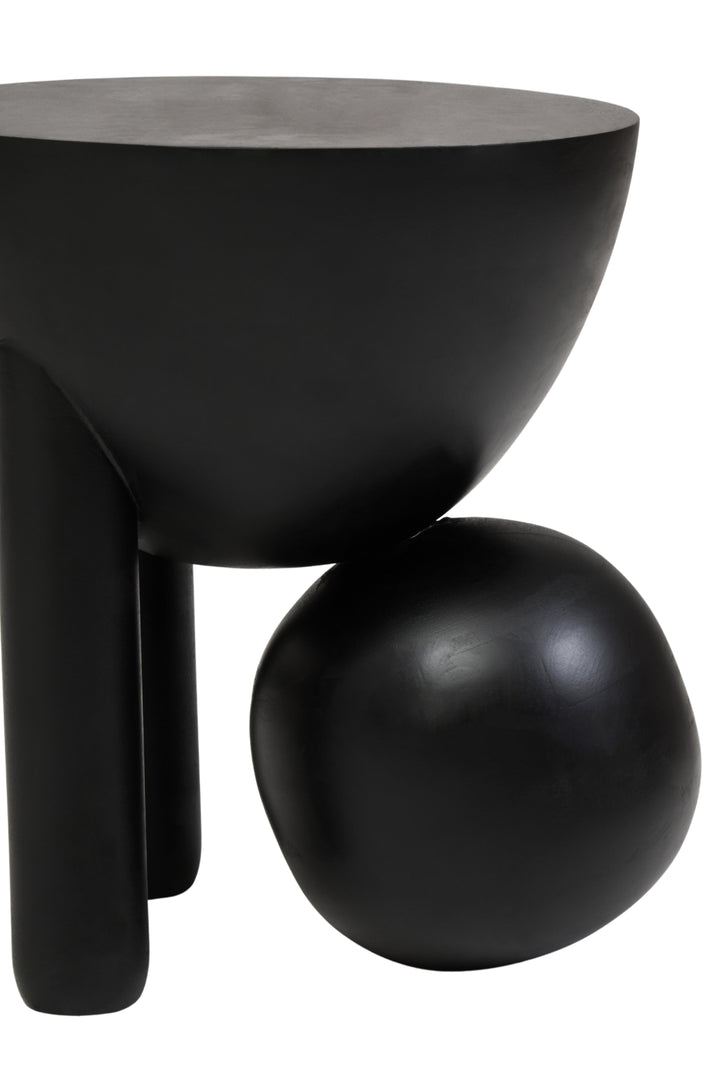Cuckoo Black Finish Mango Wood Ball Detail Side Table
