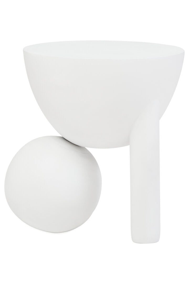 Cuckoo Whitewash Mango Wood Ball Detail Side Table