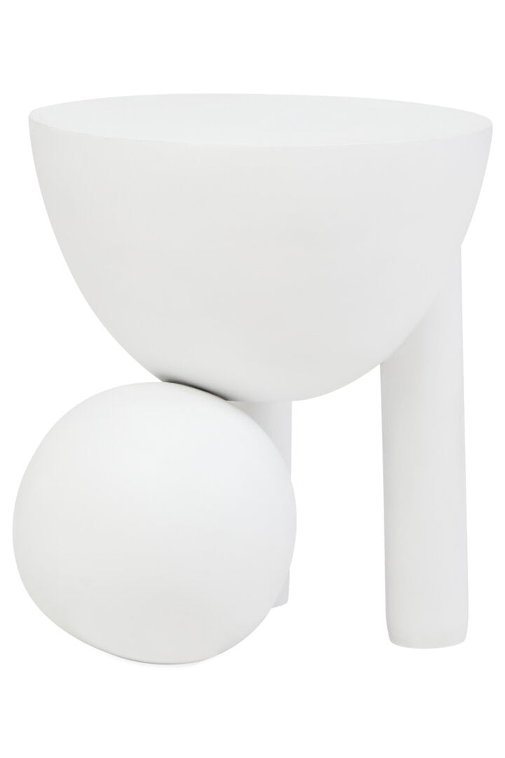 Cuckoo Whitewash Mango Wood Ball Detail Side Table
