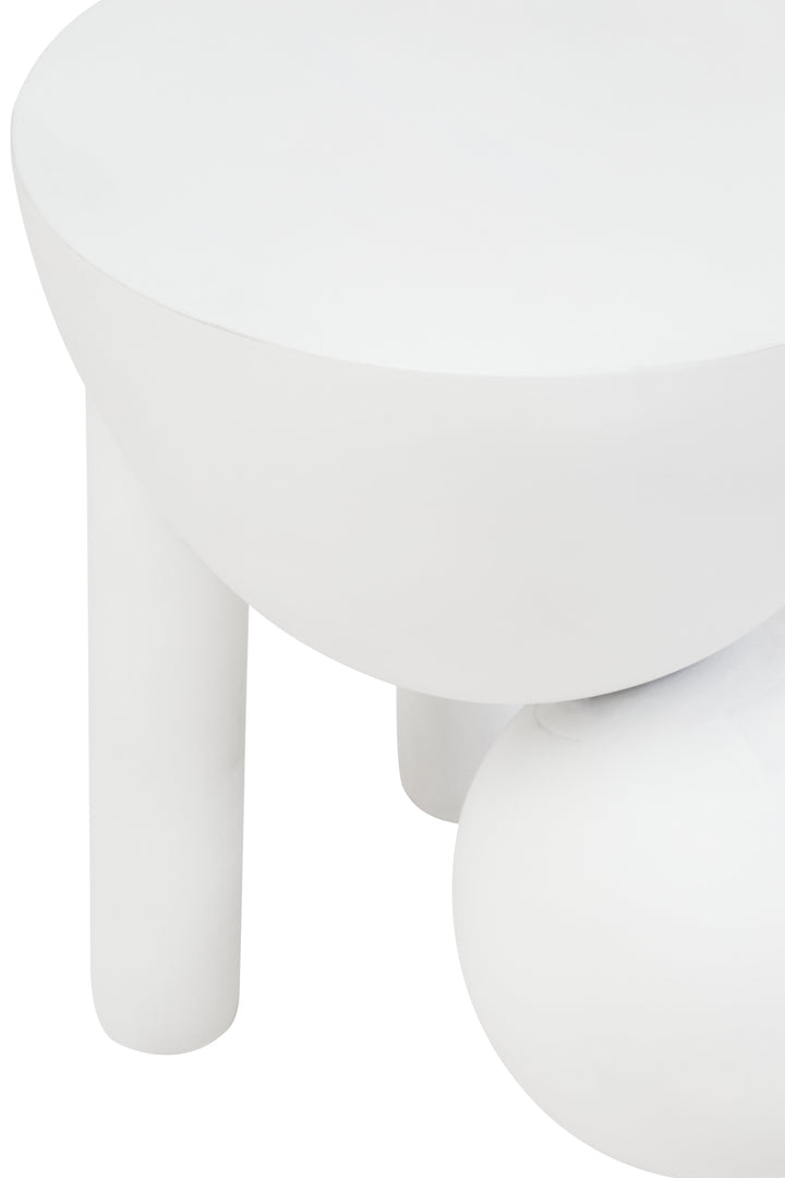 Cuckoo Whitewash Mango Wood Ball Detail Side Table