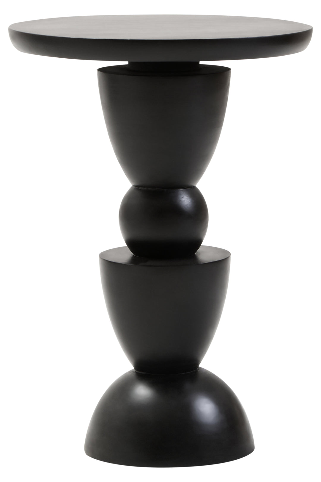 Cuckoo Black Finish Mango Wood Circle Column Detail Side Table