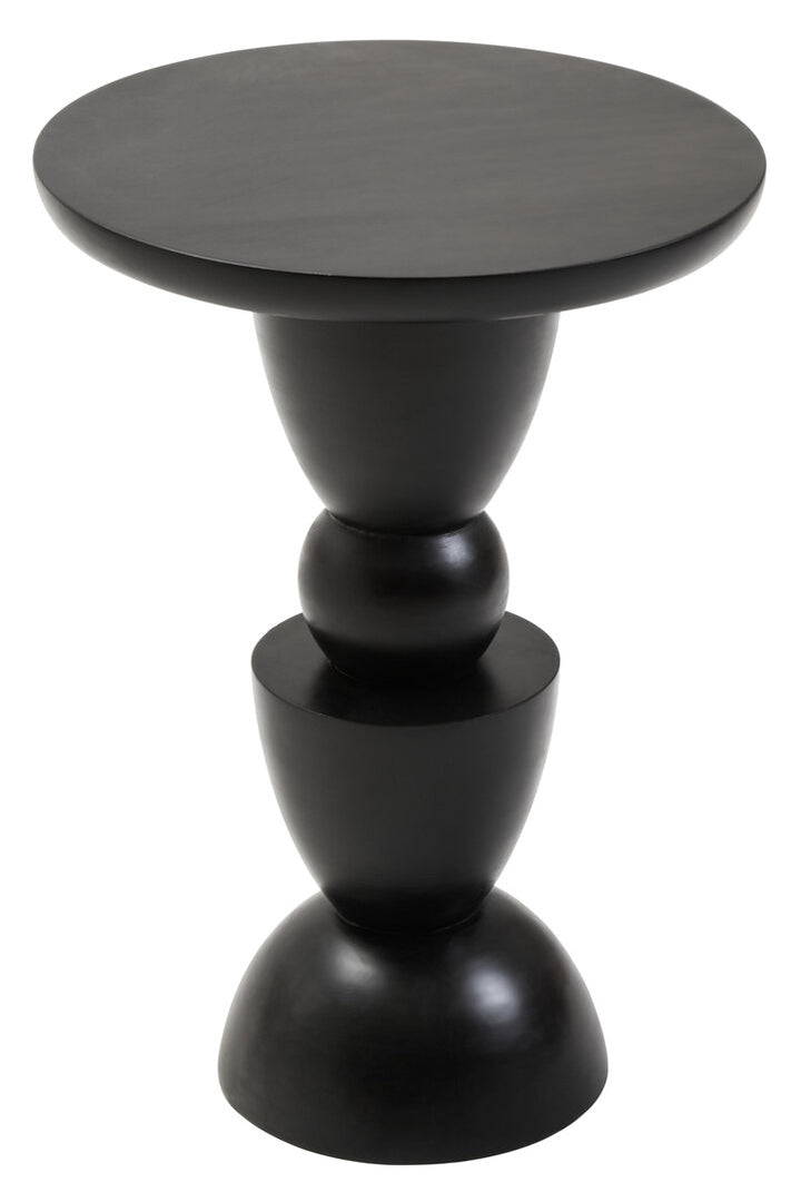 Cuckoo Black Finish Mango Wood Circle Column Side Table