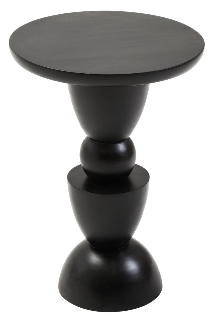 Cuckoo Black Finish Mango Wood Circle Column Detail Side Table