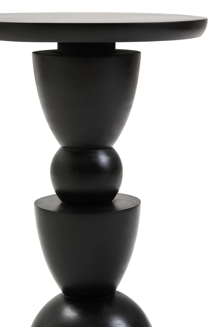 Cuckoo Black Finish Mango Wood Circle Column Detail Side Table