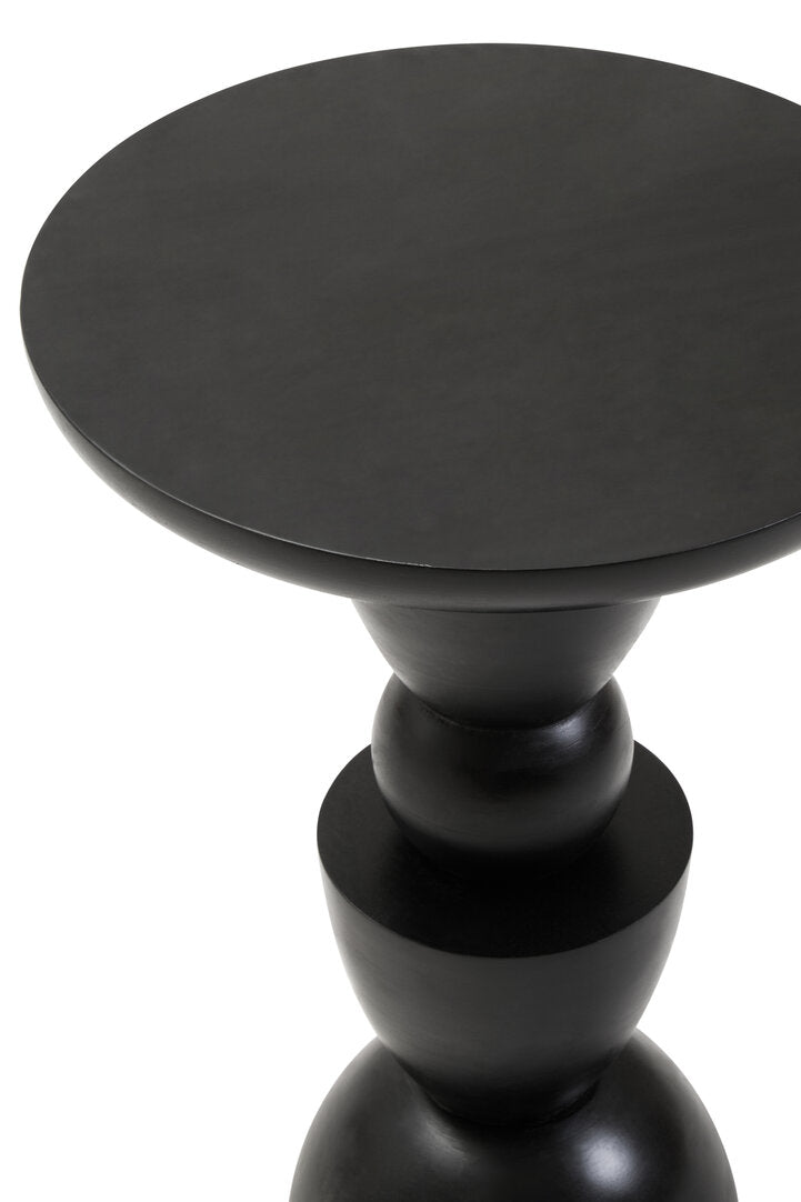 Cuckoo Black Finish Mango Wood Circle Column Side Table