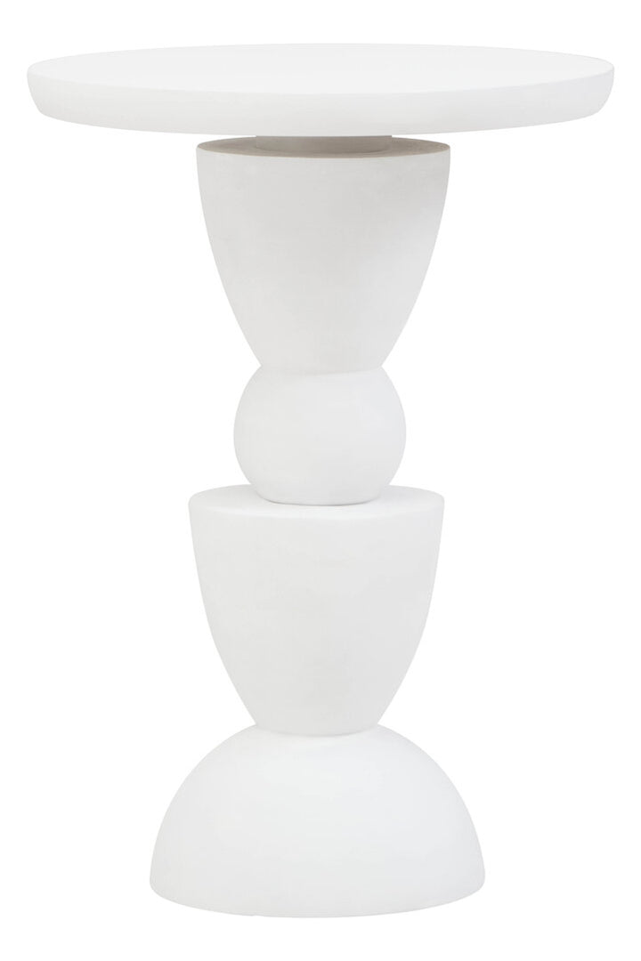 Cuckoo Whitewash Mango Wood Circle Column Detail Side Table