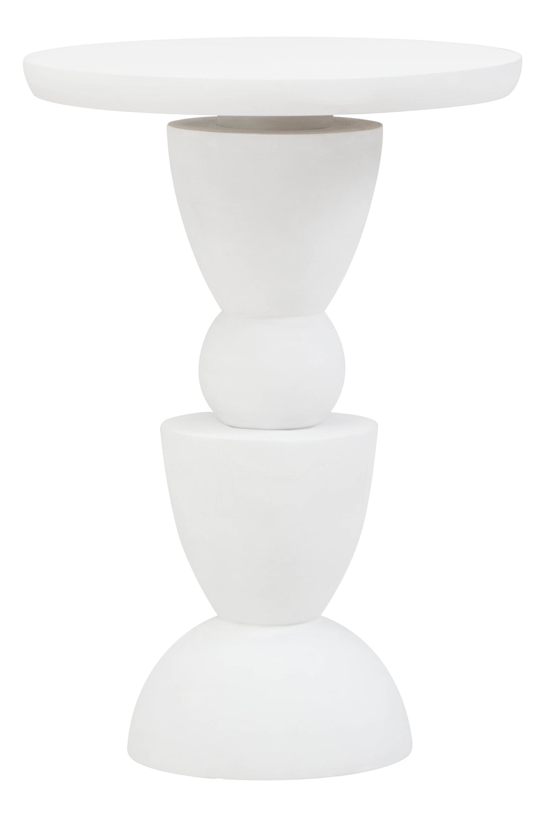 Cuckoo Whitewash Mango Wood Circle Column Detail Side Table
