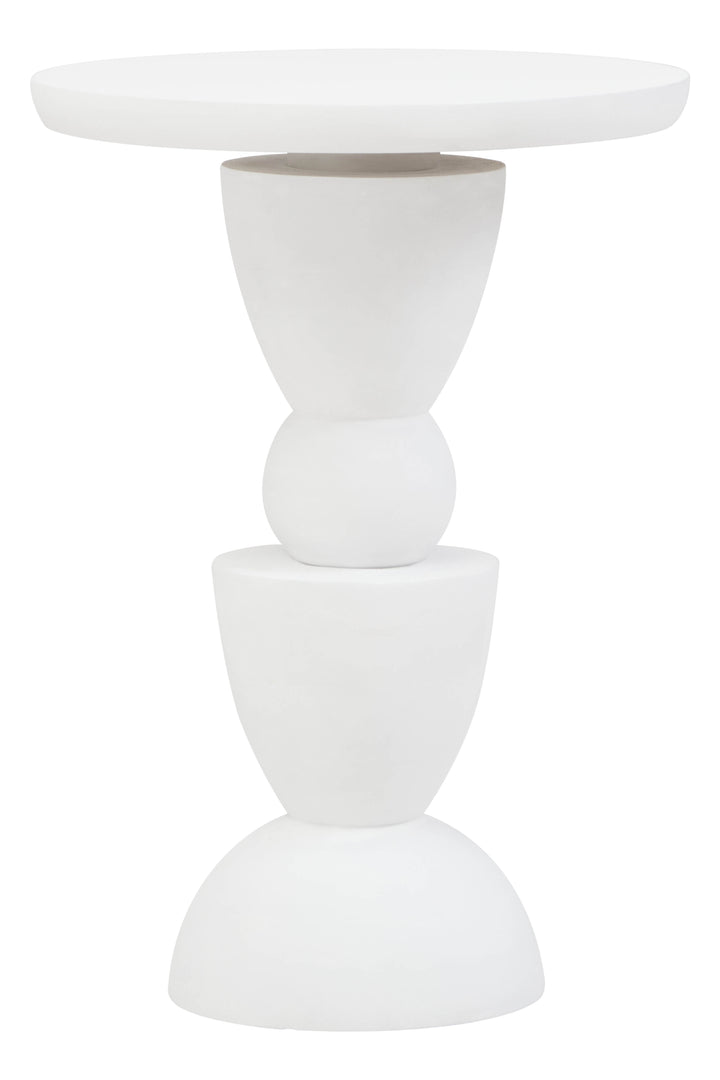 Cuckoo Whitewash Mango Wood Circle Column Detail Side Table