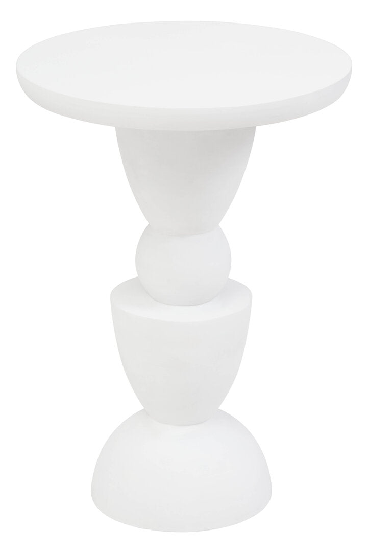 Cuckoo Whitewash Mango Wood Circle Column Detail Side Table