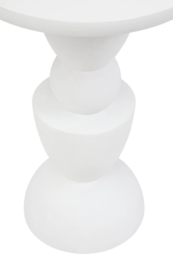 Cuckoo Whitewash Mango Wood Circle Column Detail Side Table