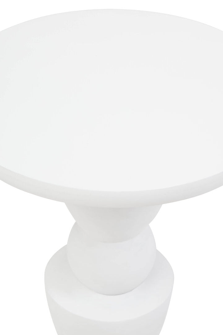 Cuckoo Whitewash Mango Wood Circle Column Detail Side Table