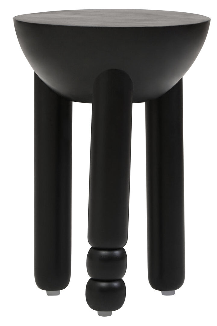 Cuckoo Black Finish Mango Wood Column Detail Round Side Table