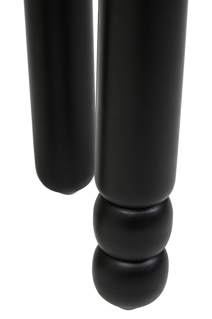 Cuckoo Black Finish Mango Wood Column Detail Round Side Table