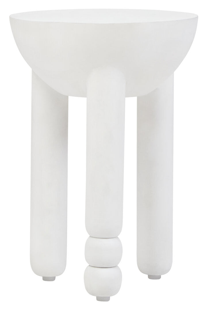 Cuckoo Whitewash Mango Wood Column Detail Round Side Table