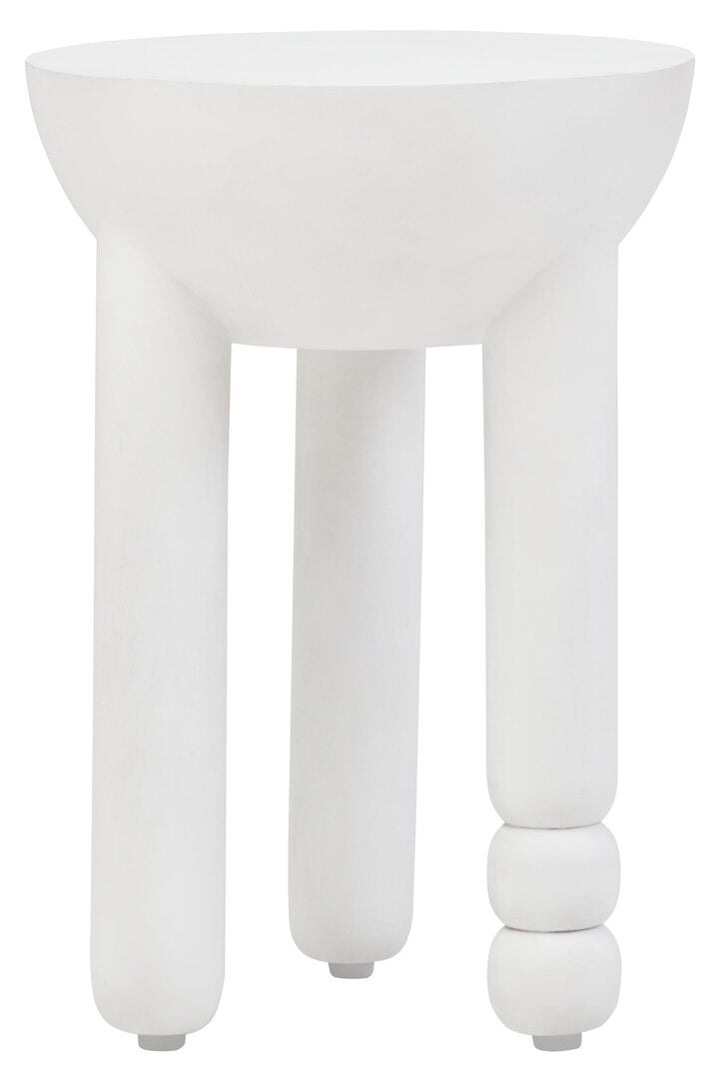 Cuckoo Whitewash Mango Wood Column Detail Round Side Table